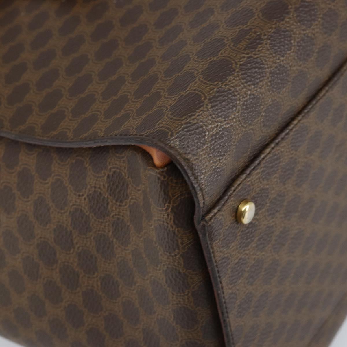 CELINE Macadam Canvas Hand Bag PVC Leather Brown Gold Auth ARZ141