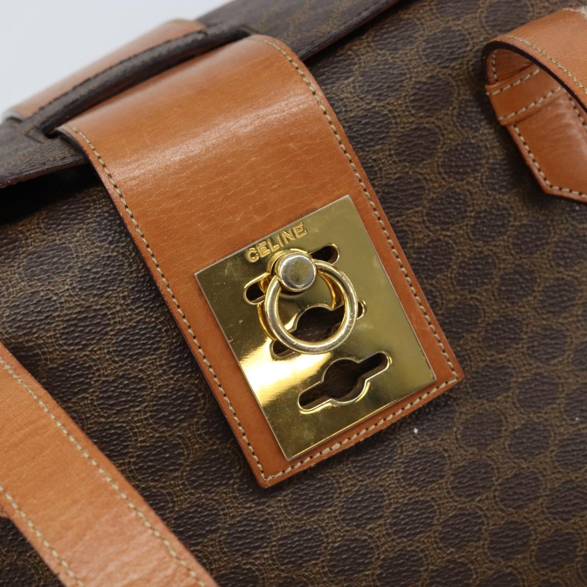 CELINE Macadam Canvas Hand Bag PVC Leather Brown Gold Auth ARZ141