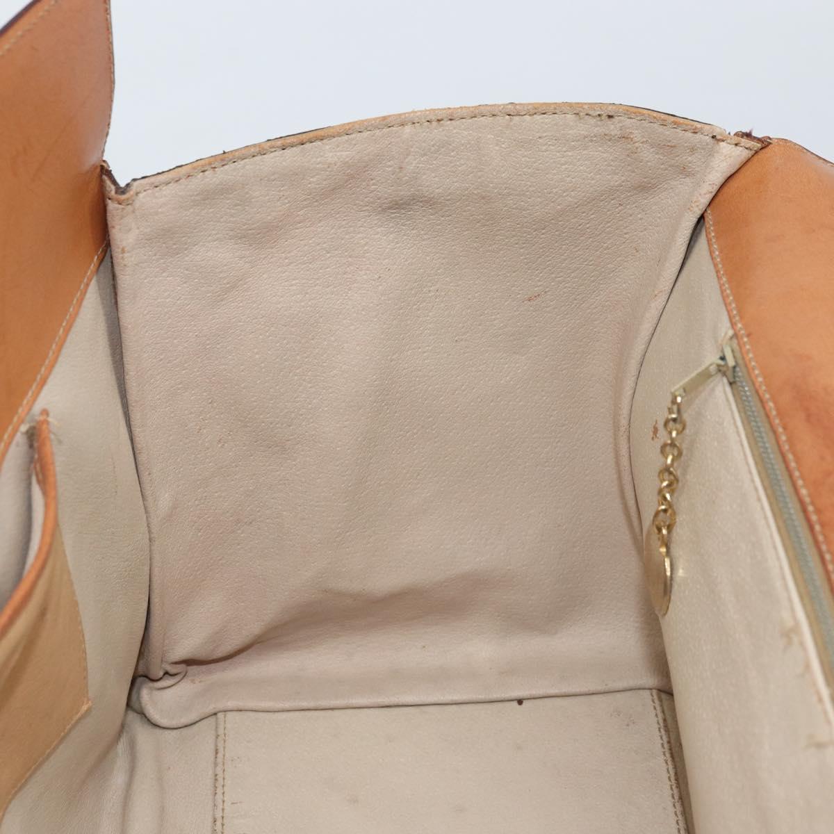 CELINE Macadam Canvas Hand Bag PVC Leather Brown Gold Auth ARZ141