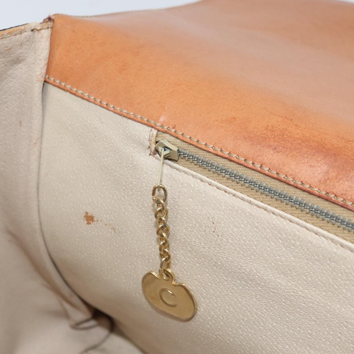 CELINE Macadam Canvas Hand Bag PVC Leather Brown Gold Auth ARZ141