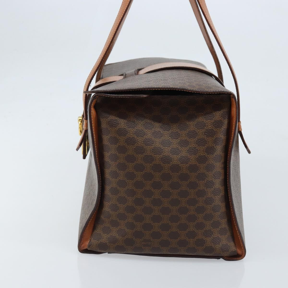 CELINE Macadam Canvas Hand Bag PVC Leather Brown Gold Auth ARZ141