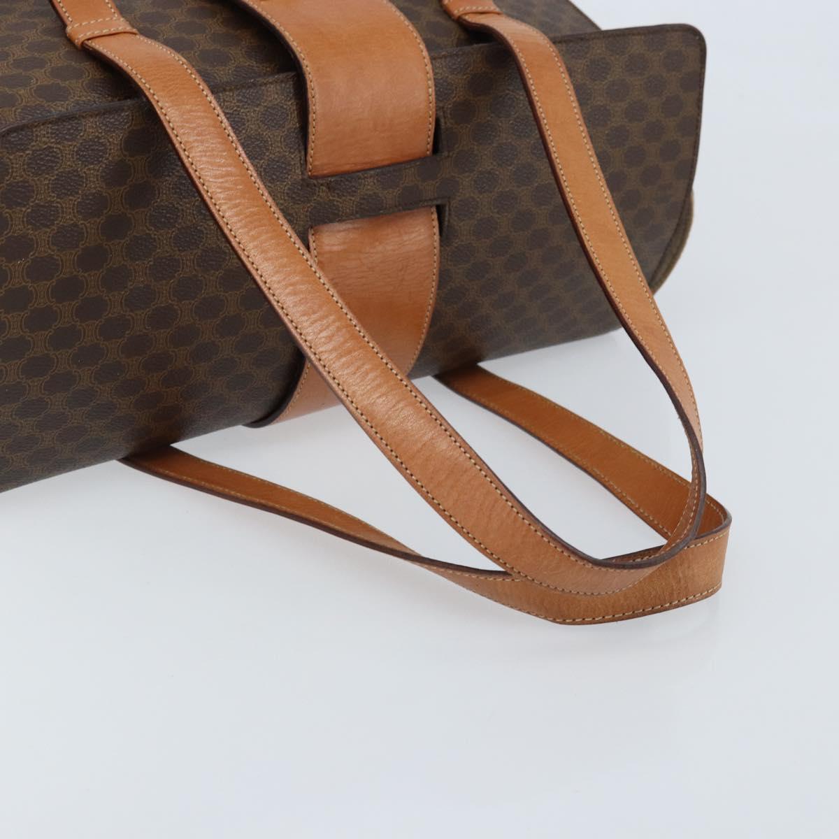CELINE Macadam Canvas Hand Bag PVC Leather Brown Gold Auth ARZ141