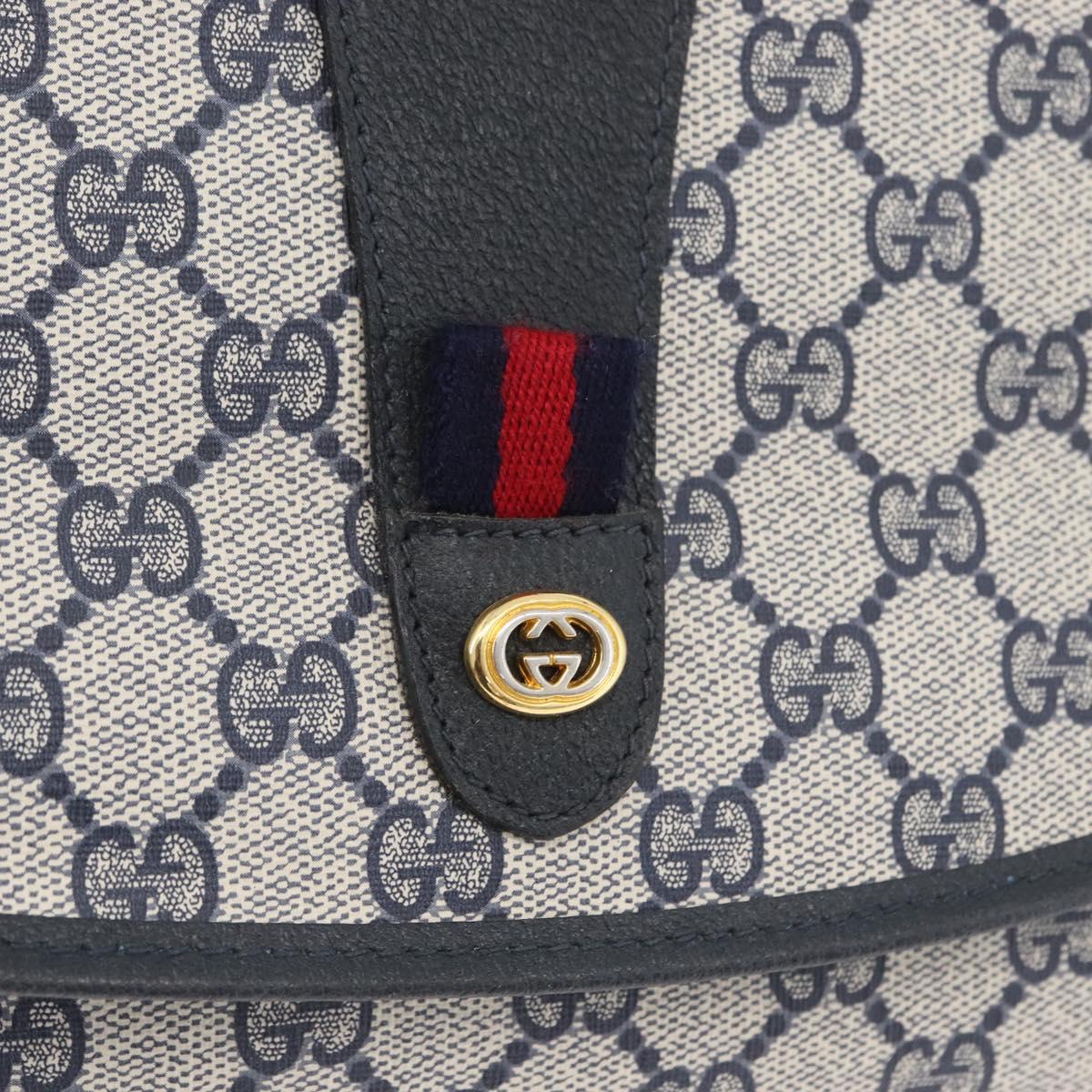 GUCCI GG Supreme Sherry Line Clutch Bag PVC Navy Gold 89 01 031 Auth ARZ149