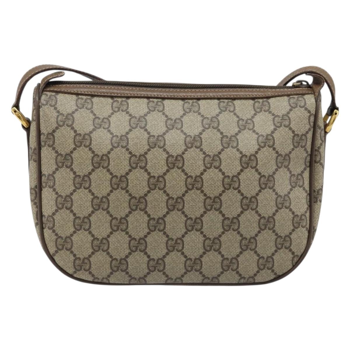 GUCCI GG Supreme Web Sherry Line Bag PVC Beige Gold 56 02 032 Auth ARZ158