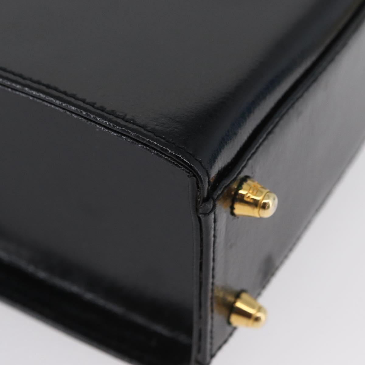 FENDI Vanity Hand Bag Patent leather 2way Black Gold Auth ARZ161