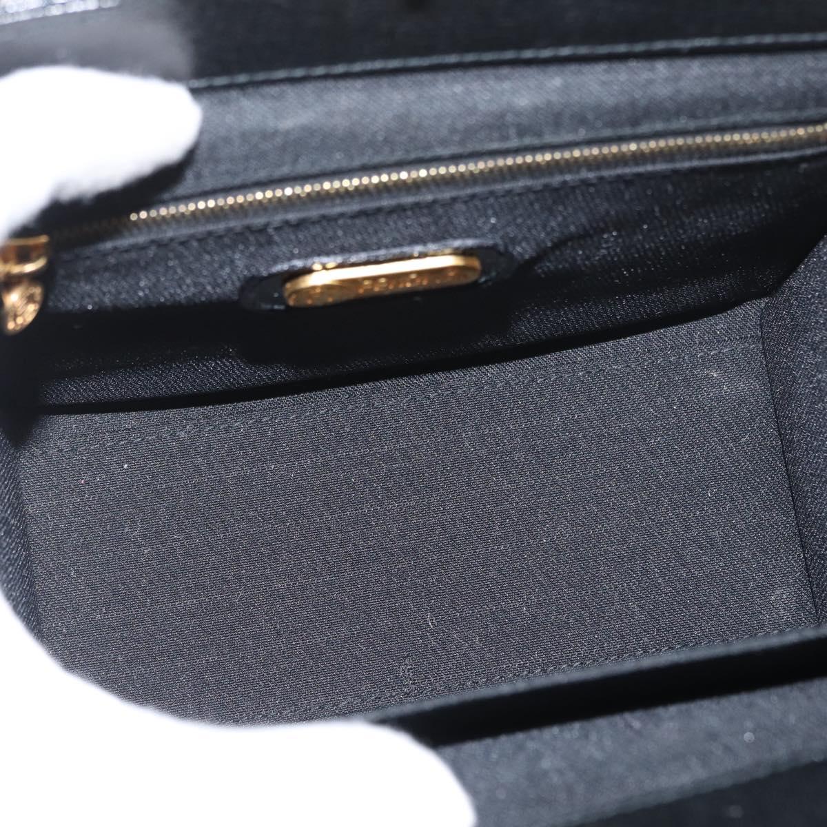 FENDI Vanity Hand Bag Patent leather 2way Black Gold Auth ARZ161