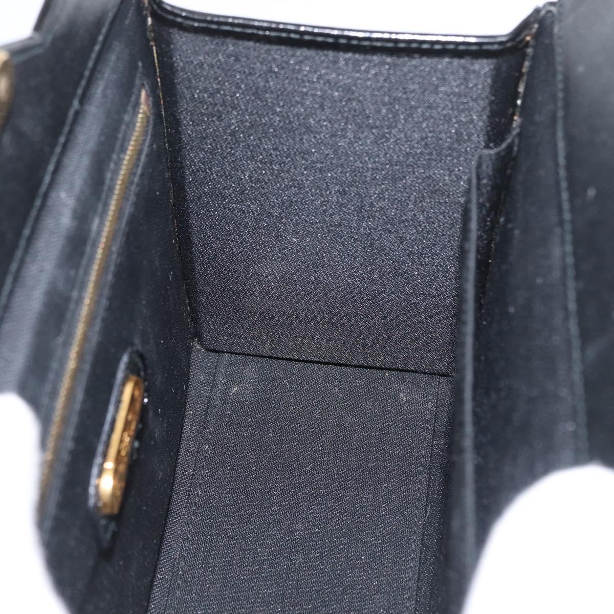 FENDI Vanity Hand Bag Patent leather 2way Black Gold Auth ARZ161
