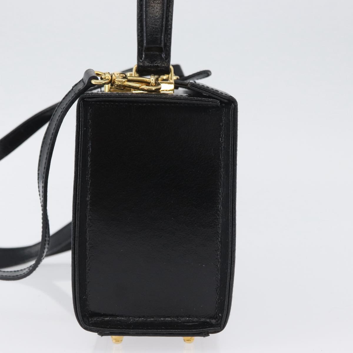 FENDI Vanity Hand Bag Patent leather 2way Black Gold Auth ARZ161