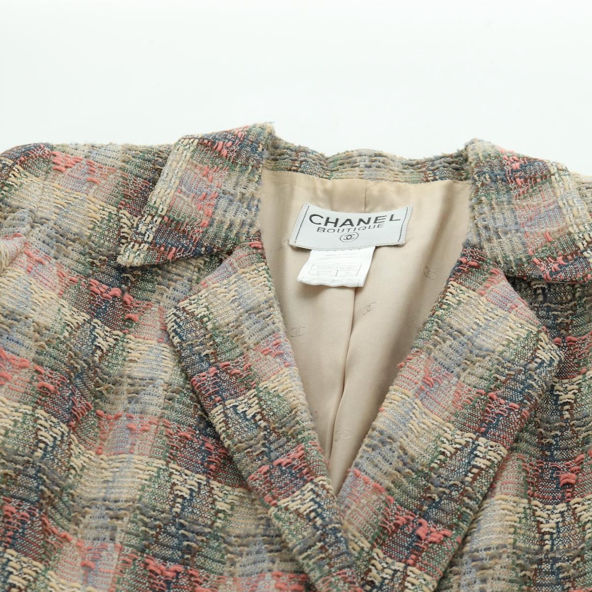 CHANEL Jacket Skirt Setup Jacket Tweed Multicolor CC Auth ARZ186V