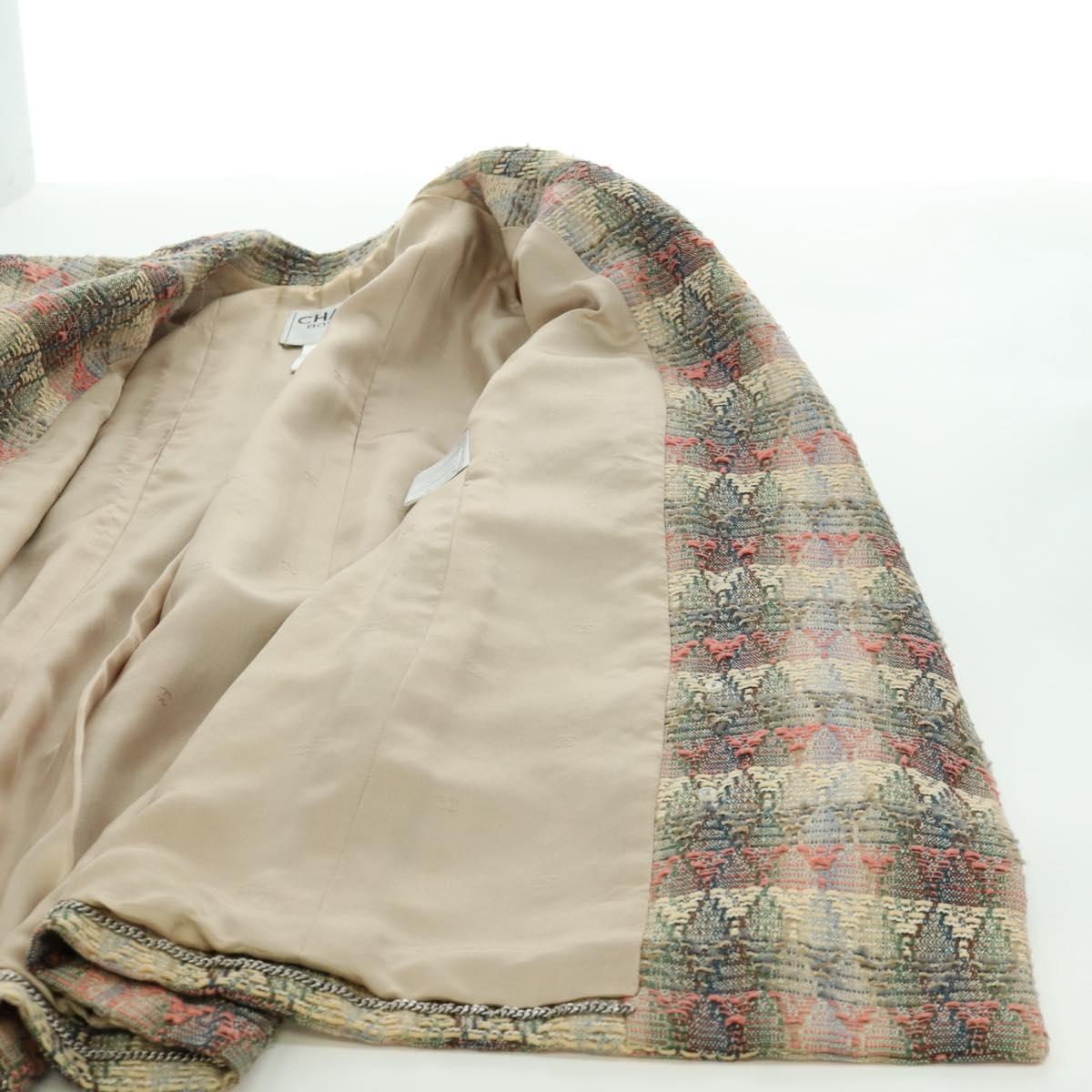 CHANEL Jacket Skirt Setup Jacket Tweed Multicolor CC Auth ARZ186V