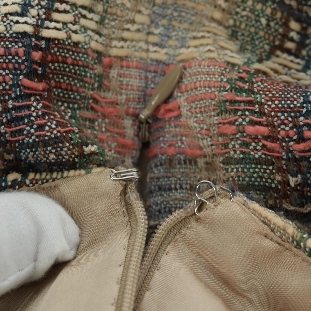 CHANEL Jacket Skirt Setup Jacket Tweed Multicolor CC Auth ARZ186V