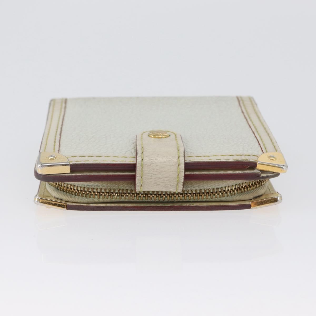 LOUIS VUITTON Suhari Compact Zip Wallet Leather Ivory M91831 LV Auth ARZ191