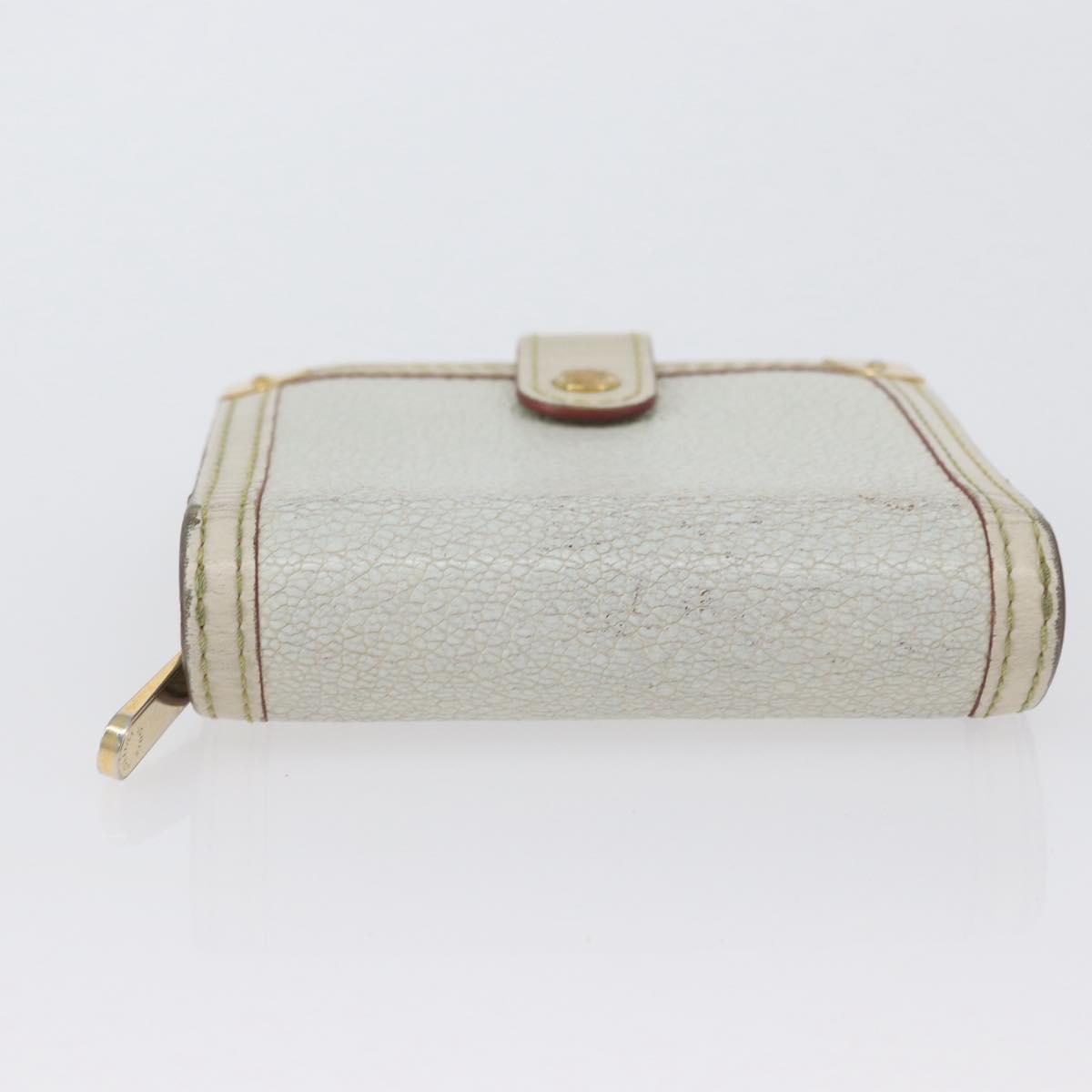 LOUIS VUITTON Suhari Compact Zip Wallet Leather Ivory M91831 LV Auth ARZ191