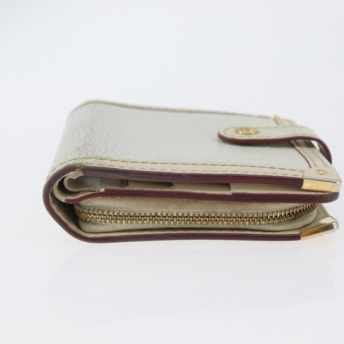LOUIS VUITTON Suhari Compact Zip Wallet Leather Ivory M91831 LV Auth ARZ191