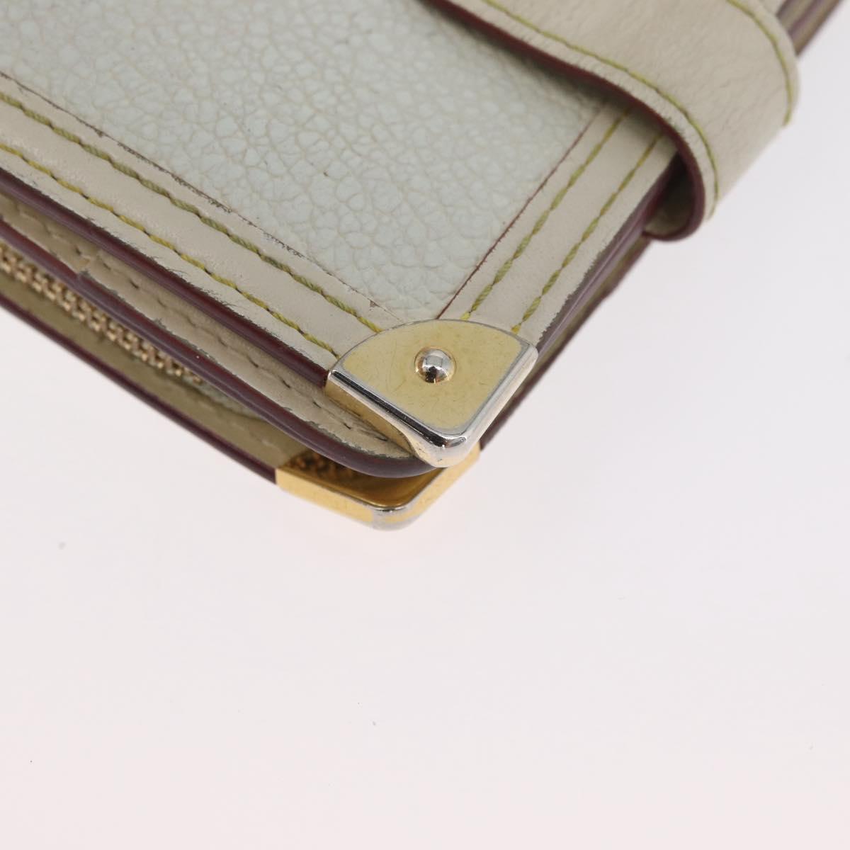 LOUIS VUITTON Suhari Compact Zip Wallet Leather Ivory M91831 LV Auth ARZ191