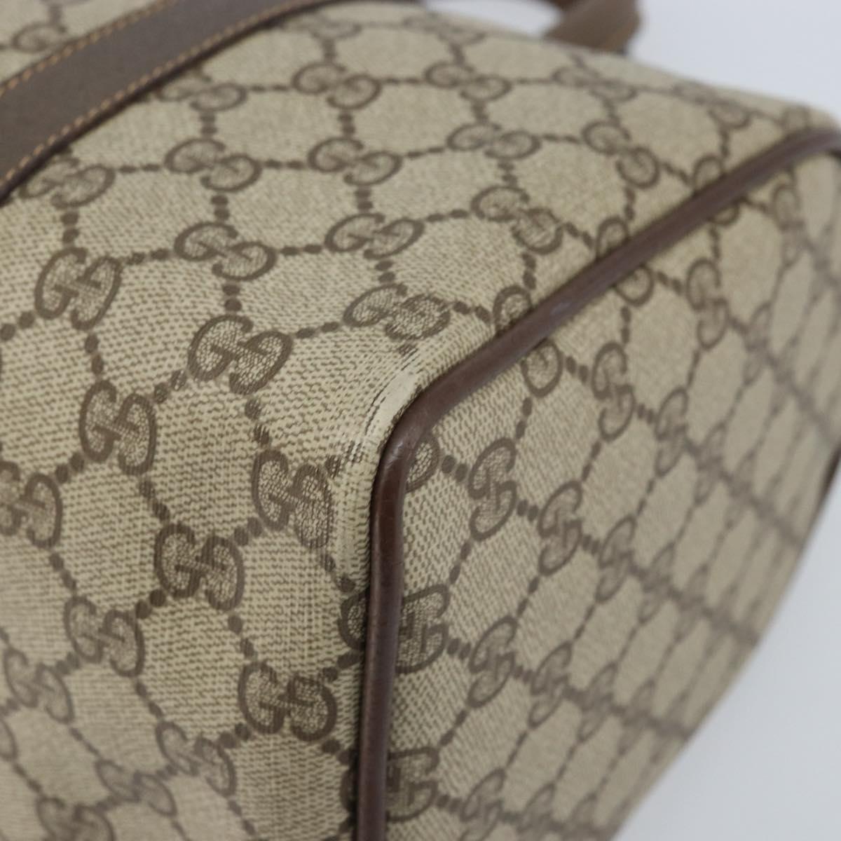 GUCCI GG Supreme Web Sherry Line Boston Bag PVC Beige Gold 40 02 007 Auth ARZ201