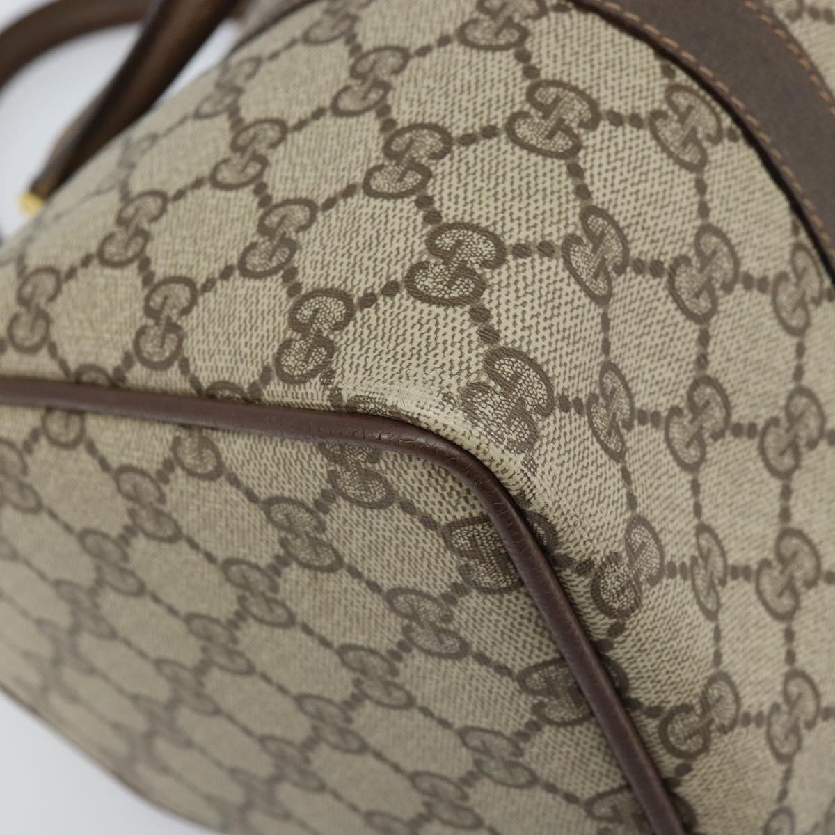 GUCCI GG Supreme Web Sherry Line Boston Bag PVC Beige Gold 40 02 007 Auth ARZ201