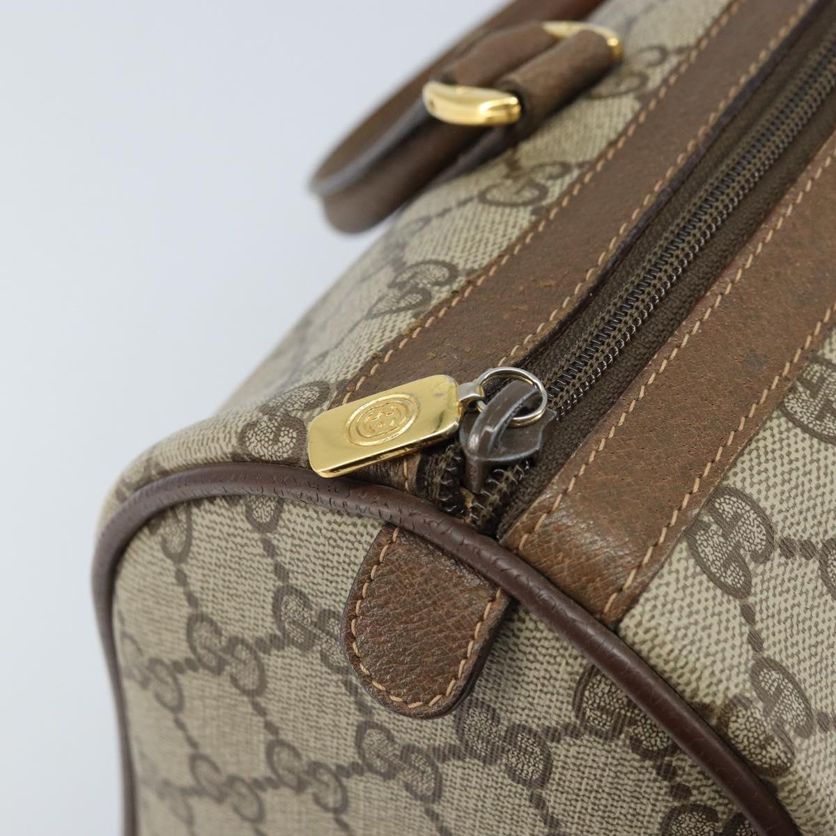 GUCCI GG Supreme Web Sherry Line Boston Bag PVC Beige Gold 40 02 007 Auth ARZ201