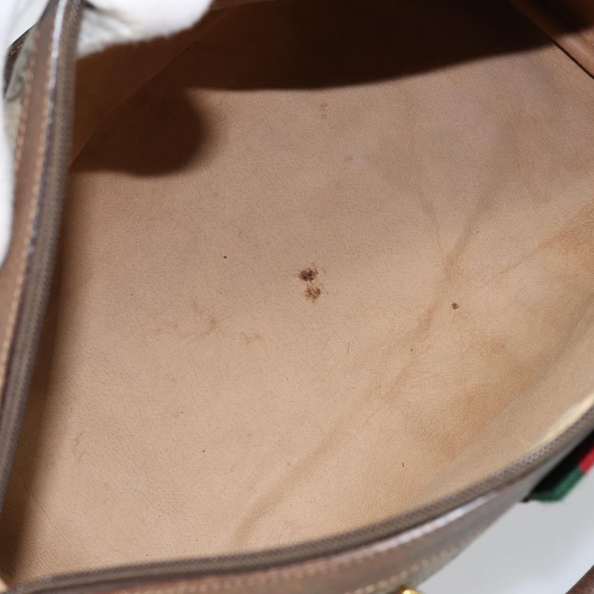 GUCCI GG Supreme Web Sherry Line Boston Bag PVC Beige Gold 40 02 007 Auth ARZ201