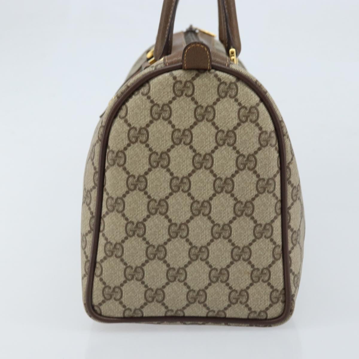 GUCCI GG Supreme Web Sherry Line Boston Bag PVC Beige Gold 40 02 007 Auth ARZ201