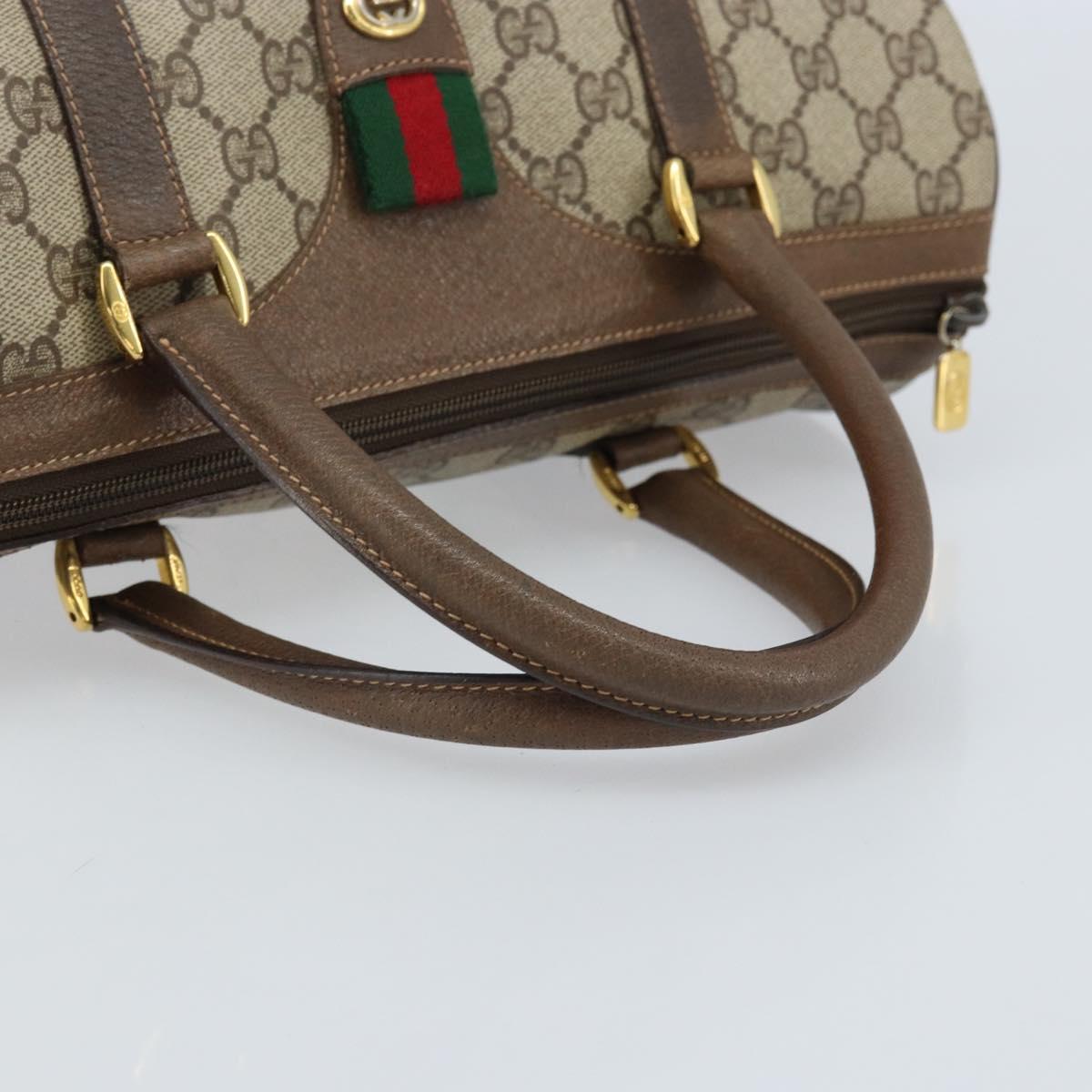 GUCCI GG Supreme Web Sherry Line Boston Bag PVC Beige Gold 40 02 007 Auth ARZ201