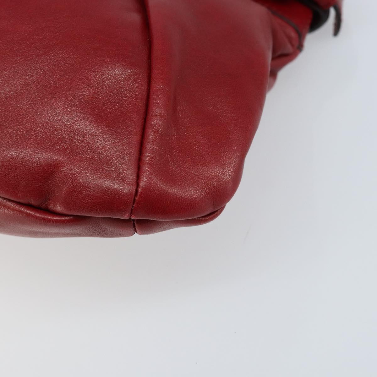 Salvatore Ferragamo Gancini Hand Bag Leather Red Auth ARZ205