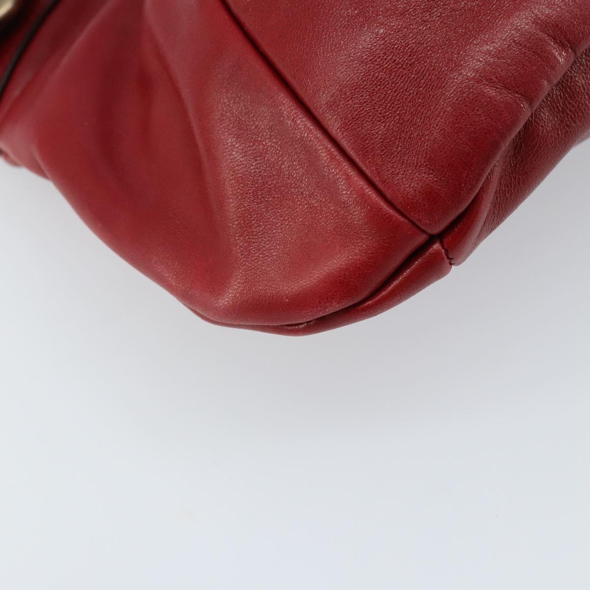 Salvatore Ferragamo Gancini Hand Bag Leather Red Auth ARZ205