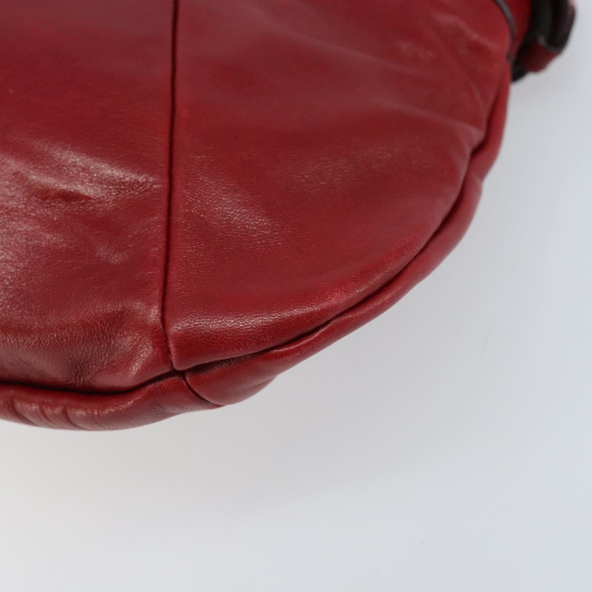 Salvatore Ferragamo Gancini Hand Bag Leather Red Auth ARZ205