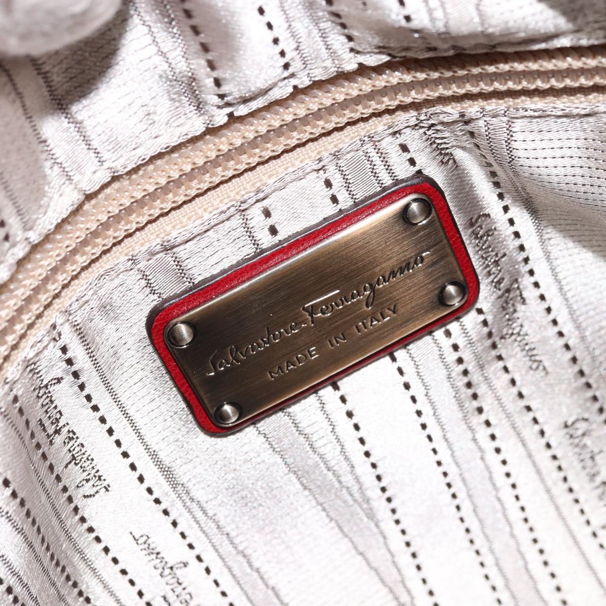 Salvatore Ferragamo Gancini Hand Bag Leather Red Auth ARZ205