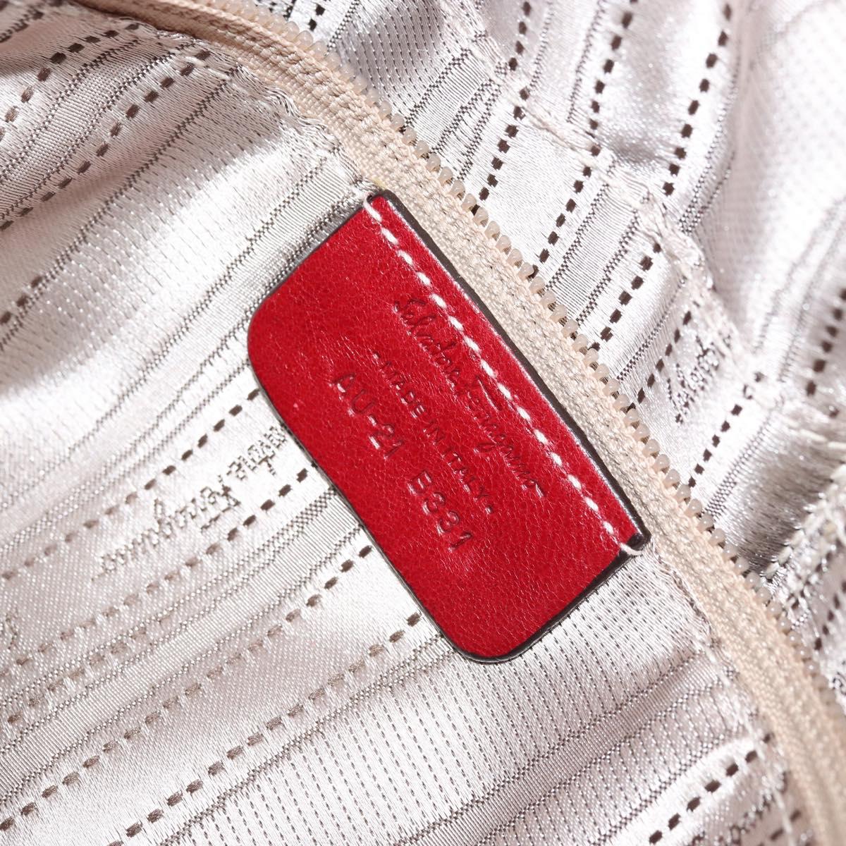 Salvatore Ferragamo Gancini Hand Bag Leather Red Auth ARZ205