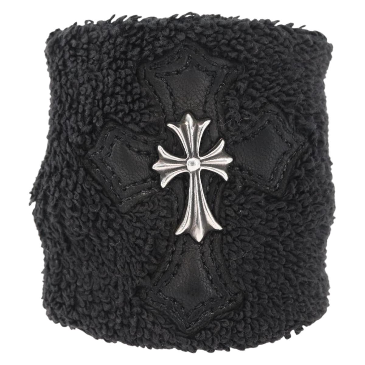 Chrome Hearts Cross Patch CH Cross Wristband Ag925 Black Silver Auth ARZ206SM