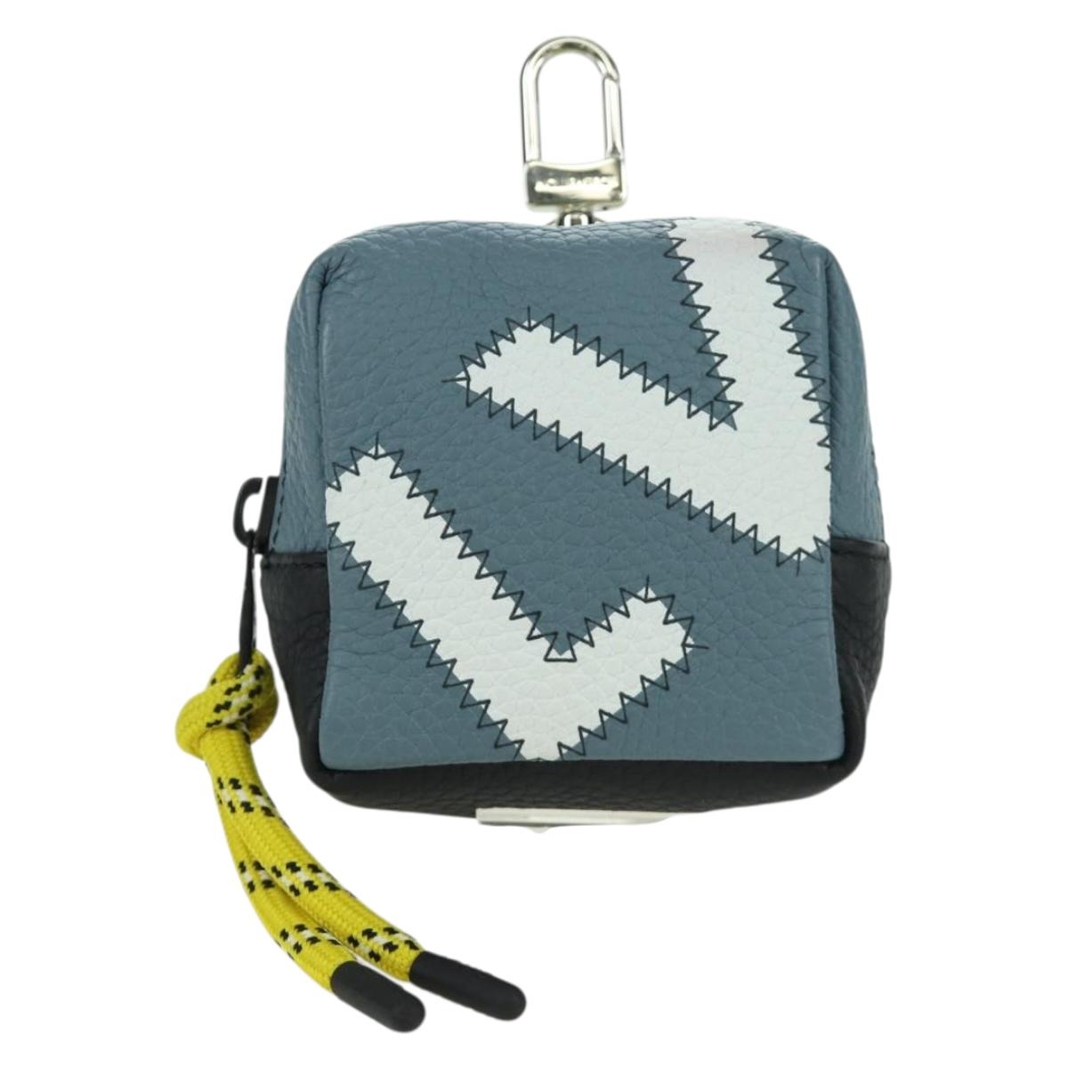 LOUIS VUITTON Square Pouch Color Blocks Charm Leather Gray M00739 Auth ARZ207M