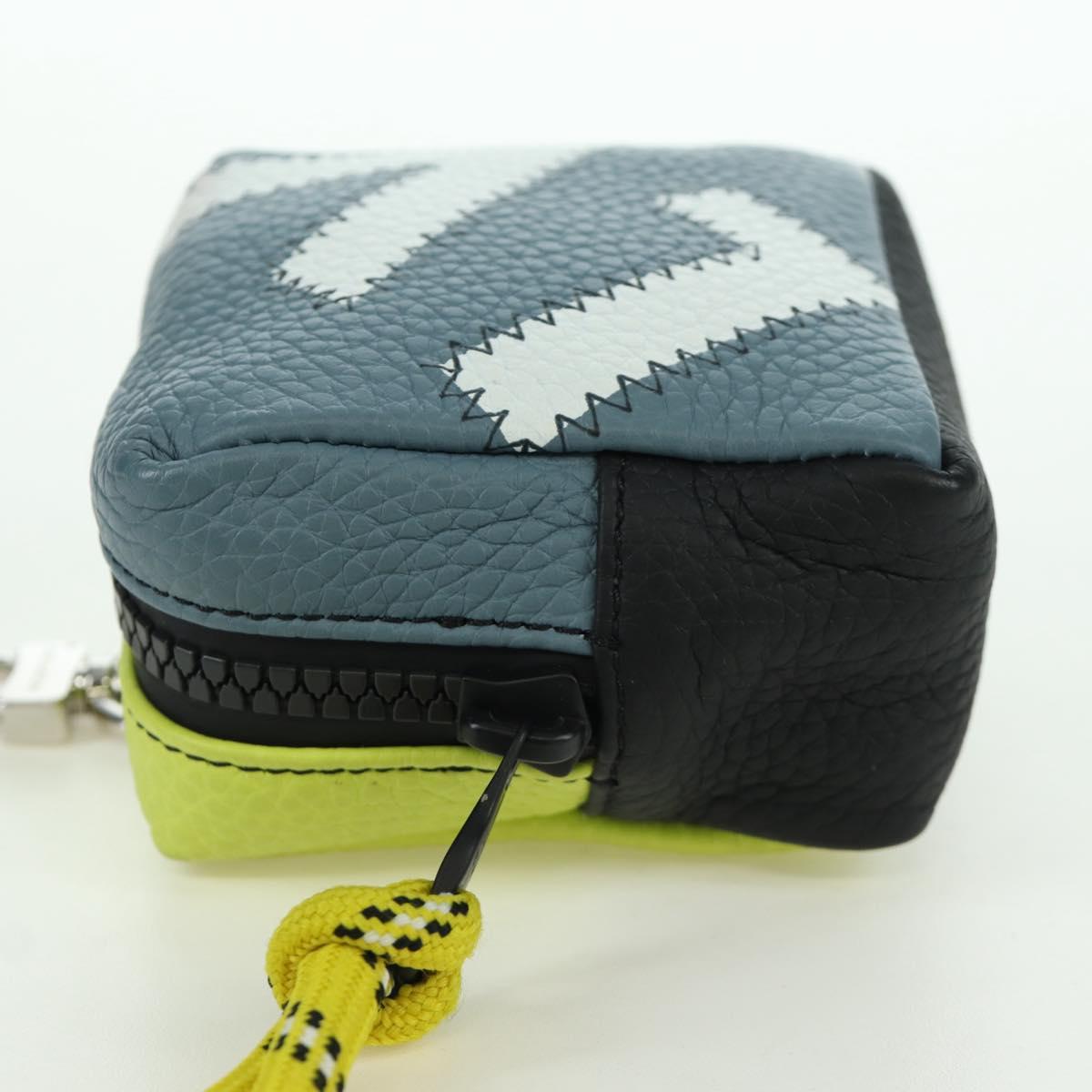 LOUIS VUITTON Square Pouch Color Blocks Charm Leather Gray M00739 Auth ARZ207M