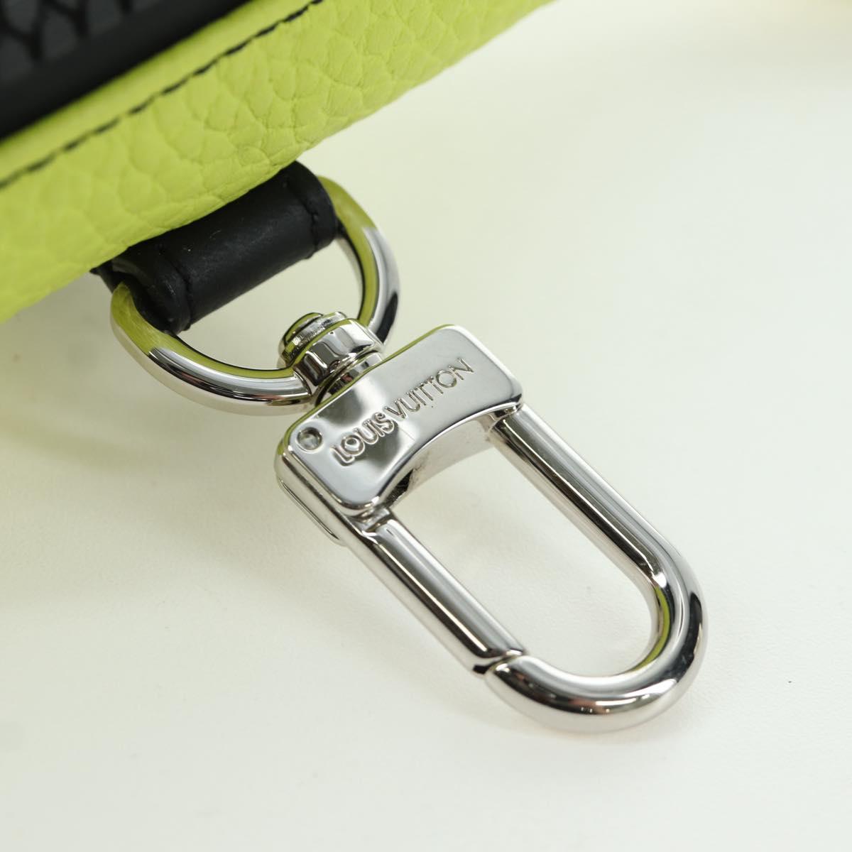 LOUIS VUITTON Square Pouch Color Blocks Charm Leather Gray M00739 Auth ARZ207M