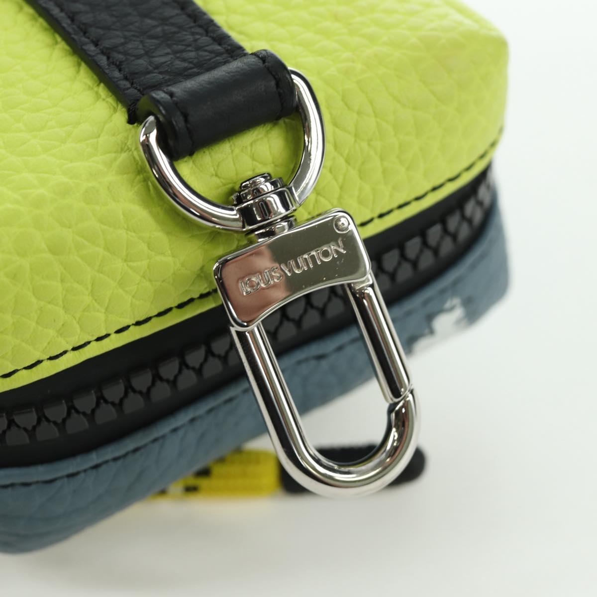 LOUIS VUITTON Square Pouch Color Blocks Charm Leather Gray M00739 Auth ARZ207M