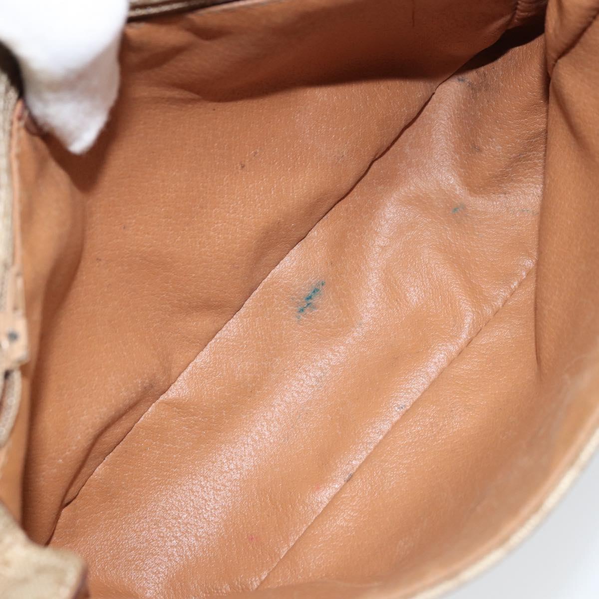 CELINE Macadam Canvas Shoulder Bag PVC Beige Gold Auth ARZ209