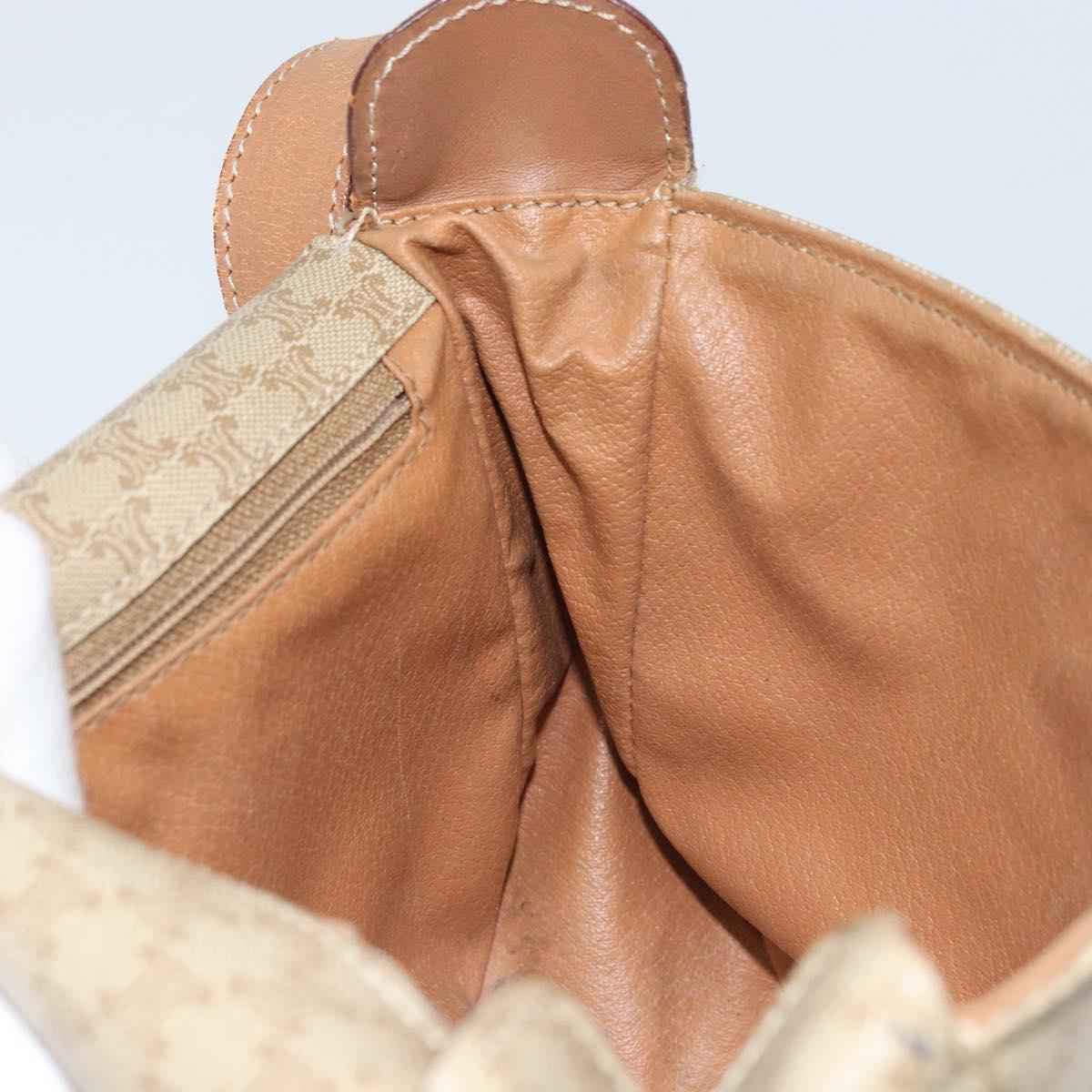 CELINE Macadam Canvas Shoulder Bag PVC Beige Gold Auth ARZ209