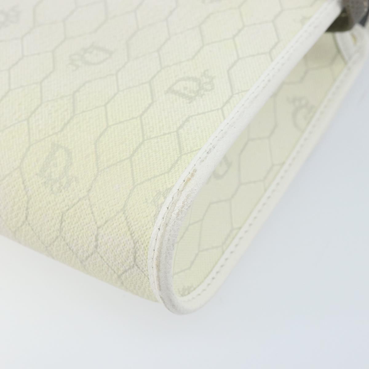 Christian Dior Honeycomb Canvas Shoulder Bag PVC White Gold Auth ARZ226