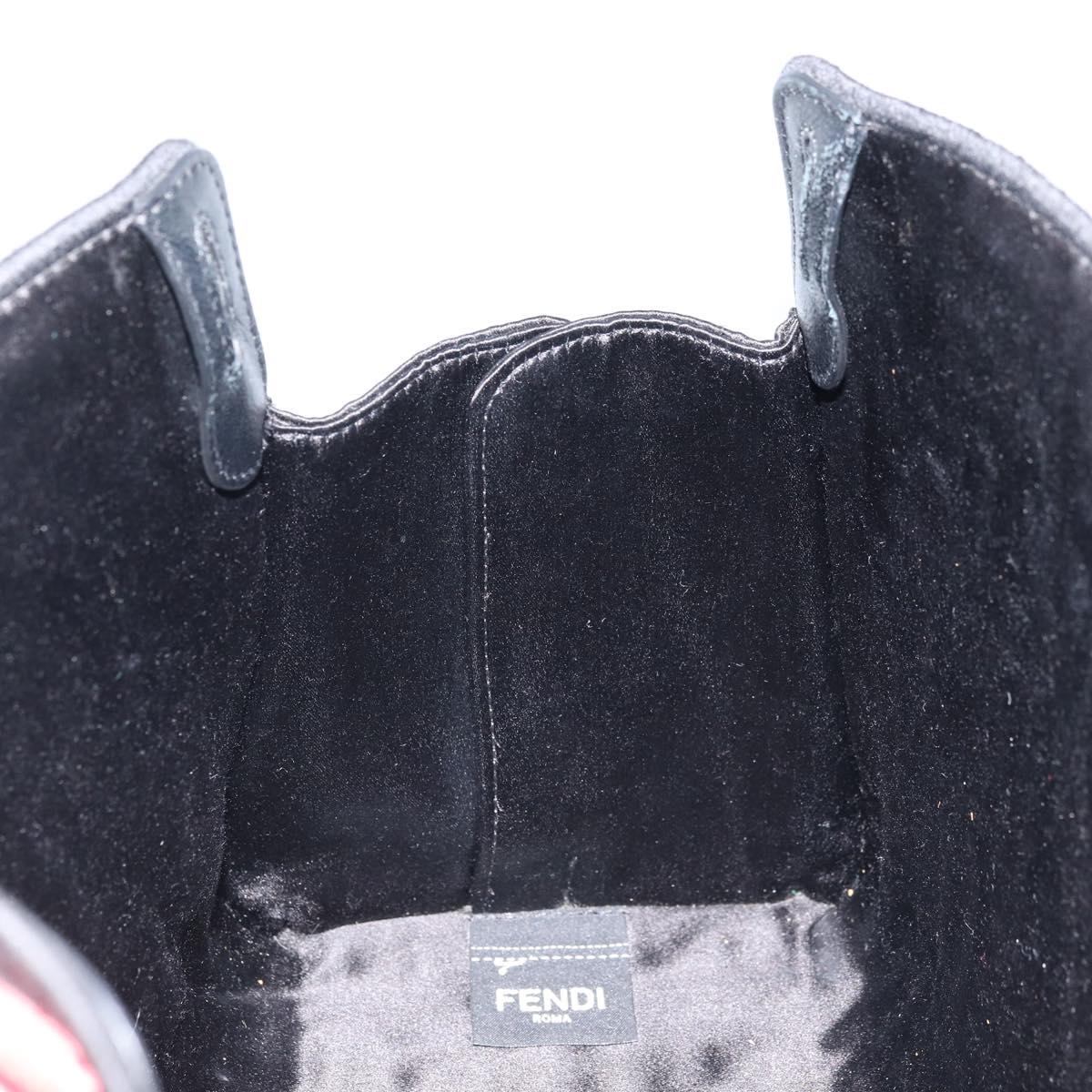 FENDI Zucca Canvas Peek A Boo Defender Shoulder Bag Black Silver Auth ARZ227V