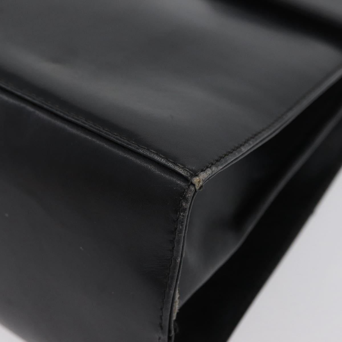 Salvatore Ferragamo Gancini Hand Bag Leather 2way Black Gold Auth ARZ228