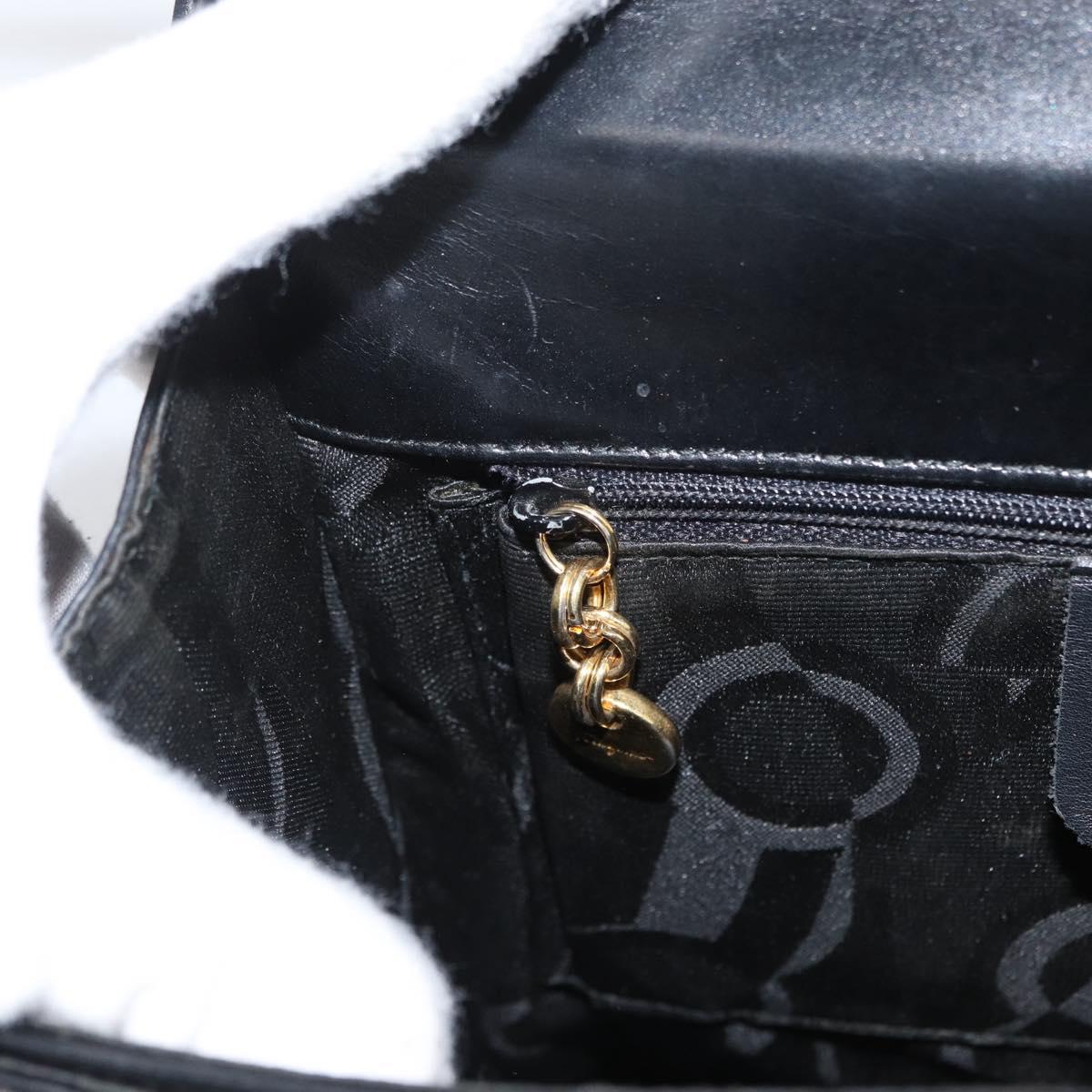 Salvatore Ferragamo Gancini Hand Bag Leather 2way Black Gold Auth ARZ228