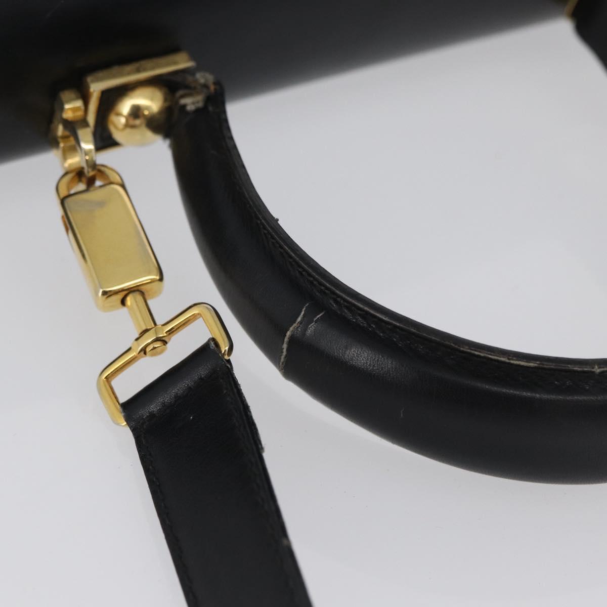 Salvatore Ferragamo Gancini Hand Bag Leather 2way Black Gold Auth ARZ228