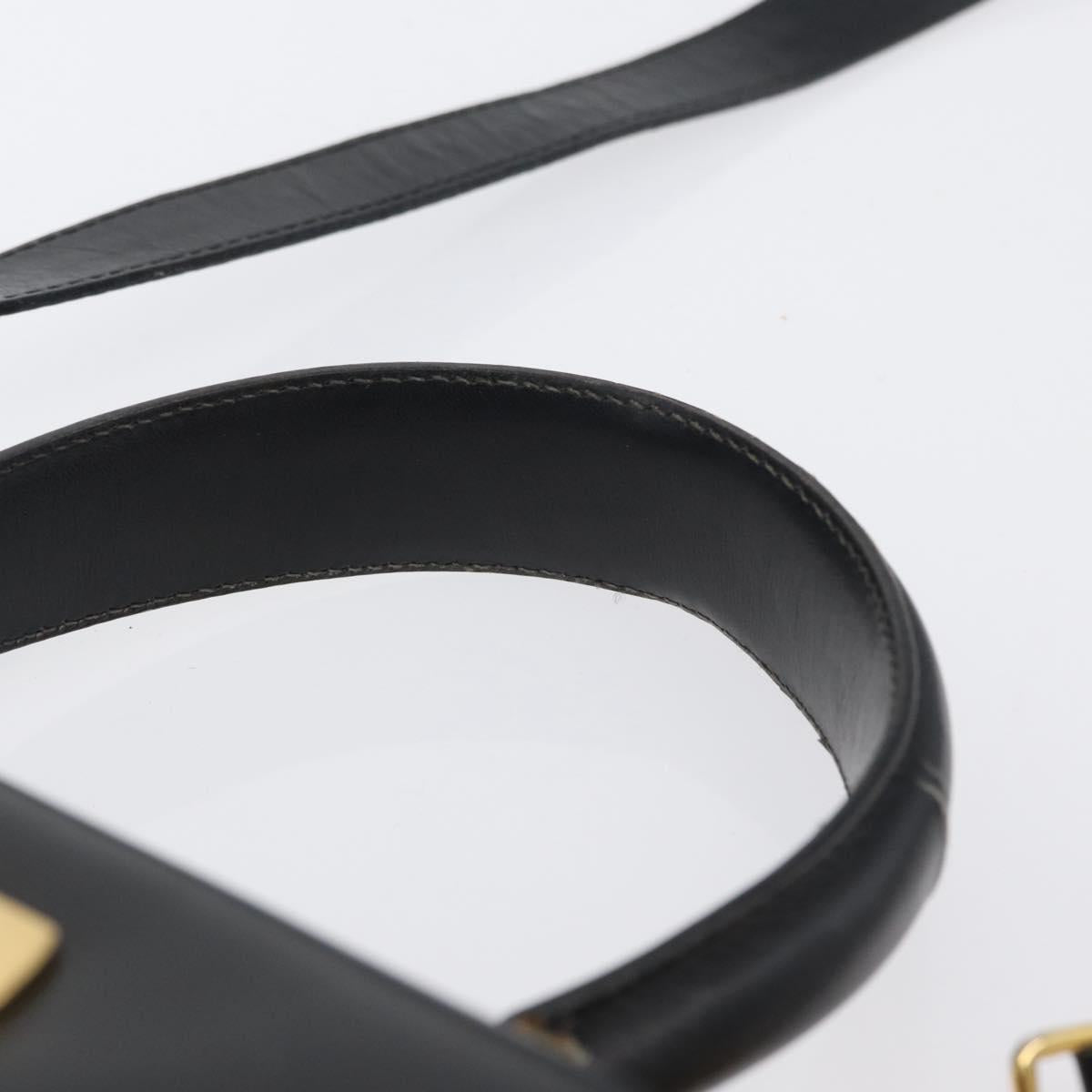 Salvatore Ferragamo Gancini Hand Bag Leather 2way Black Gold Auth ARZ228