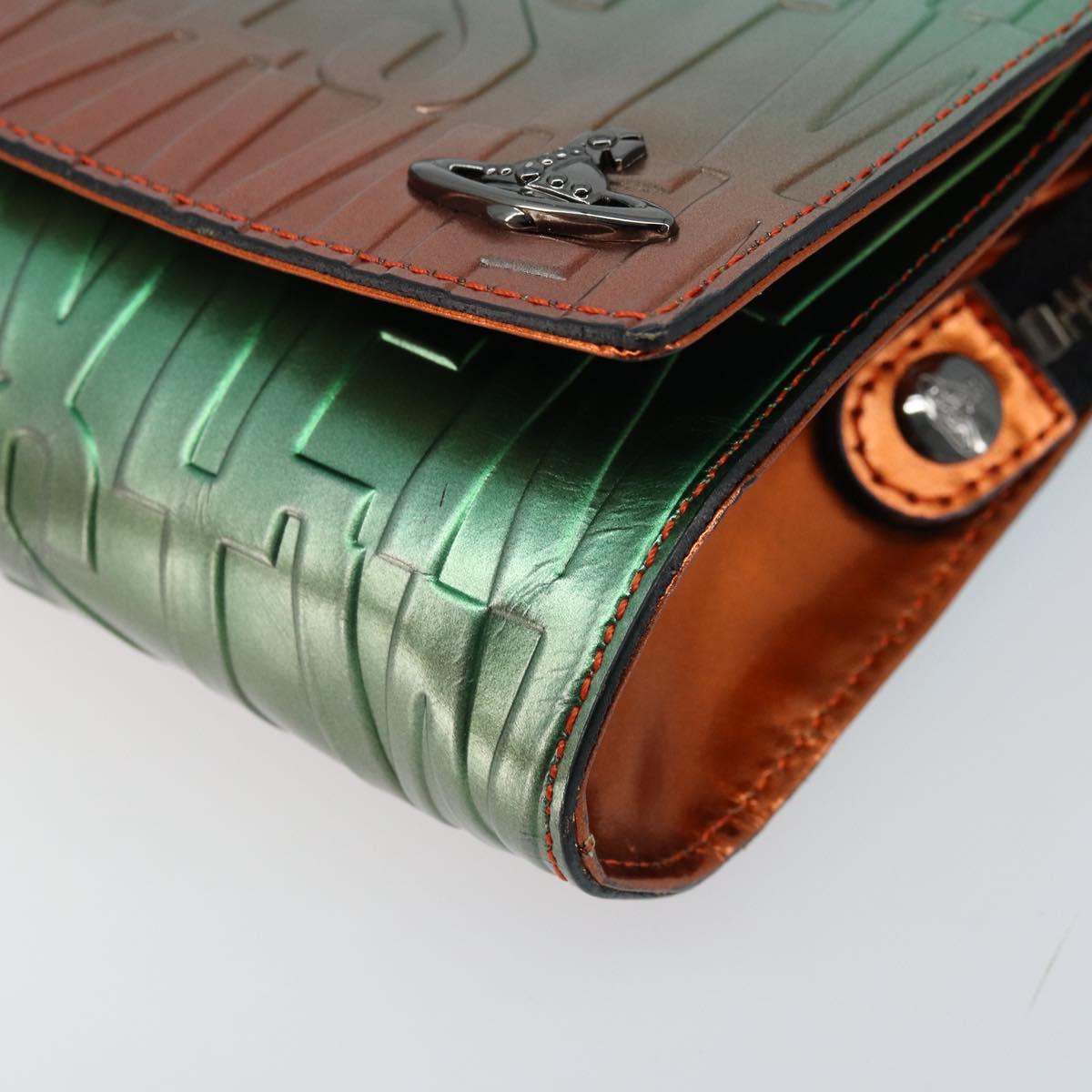 Vivienne Westwood Chain Shoulder Bag Leather Green Auth ARZ230A