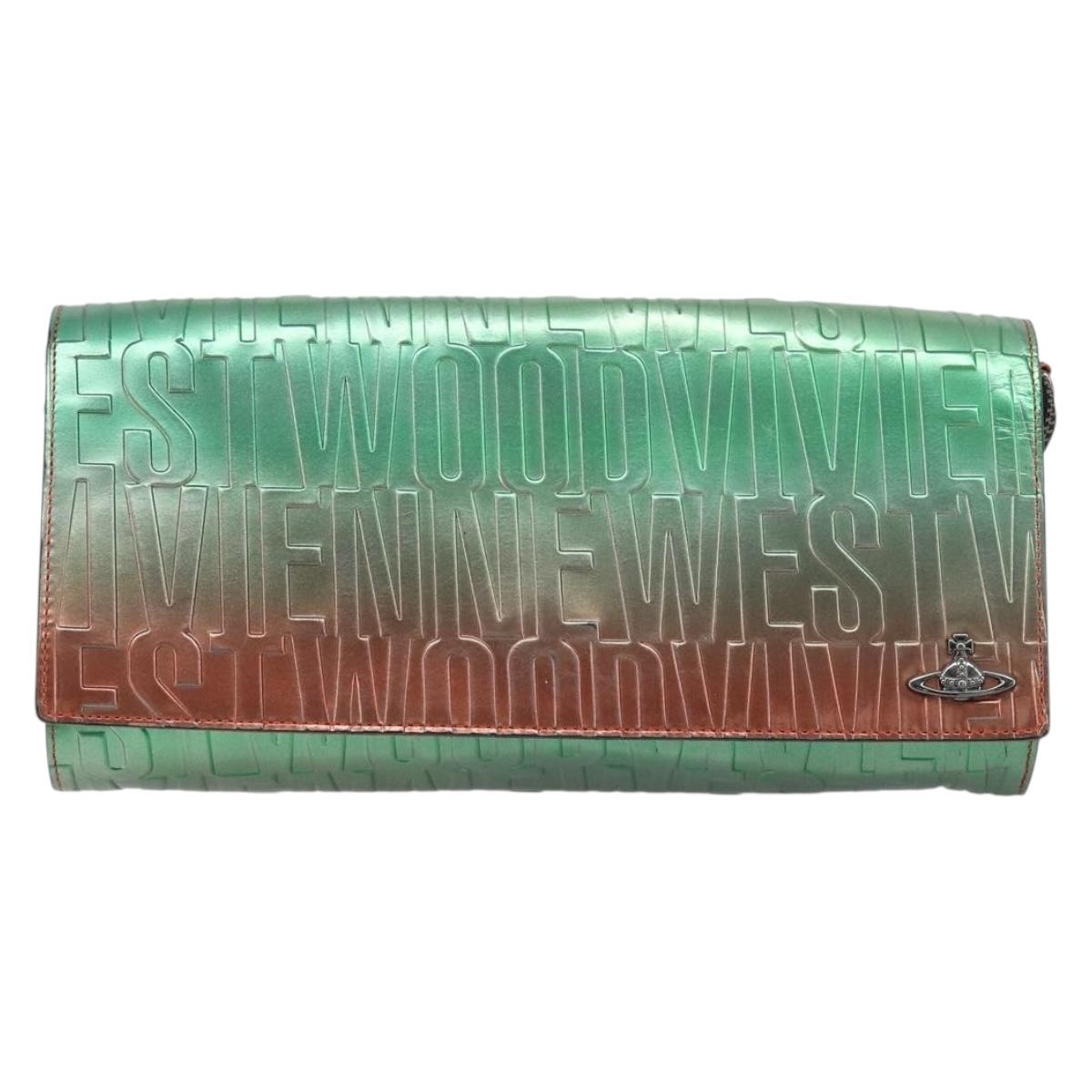 Vivienne Westwood Chain Shoulder Bag Leather Green Auth ARZ230A