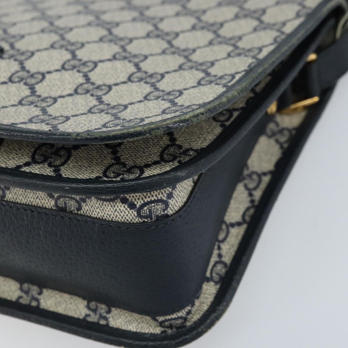 GUCCI GG Supreme Shoulder Bag PVC Navy Gold 001 116 0847 Auth ARZ232