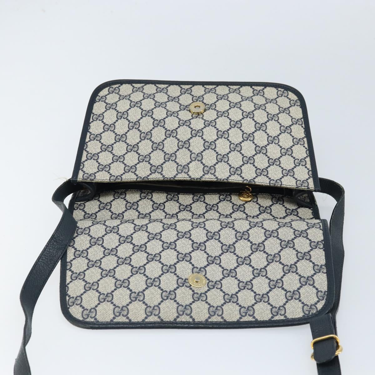 GUCCI GG Supreme Shoulder Bag PVC Navy Gold 001 116 0847 Auth ARZ232