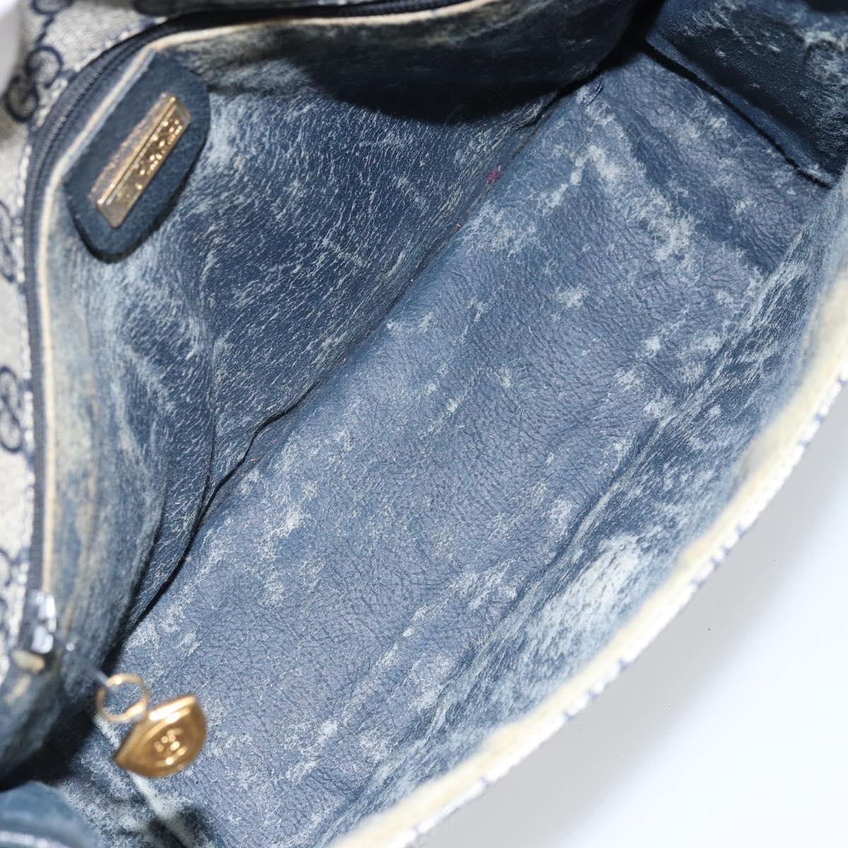 GUCCI GG Supreme Shoulder Bag PVC Navy Gold 001 116 0847 Auth ARZ232
