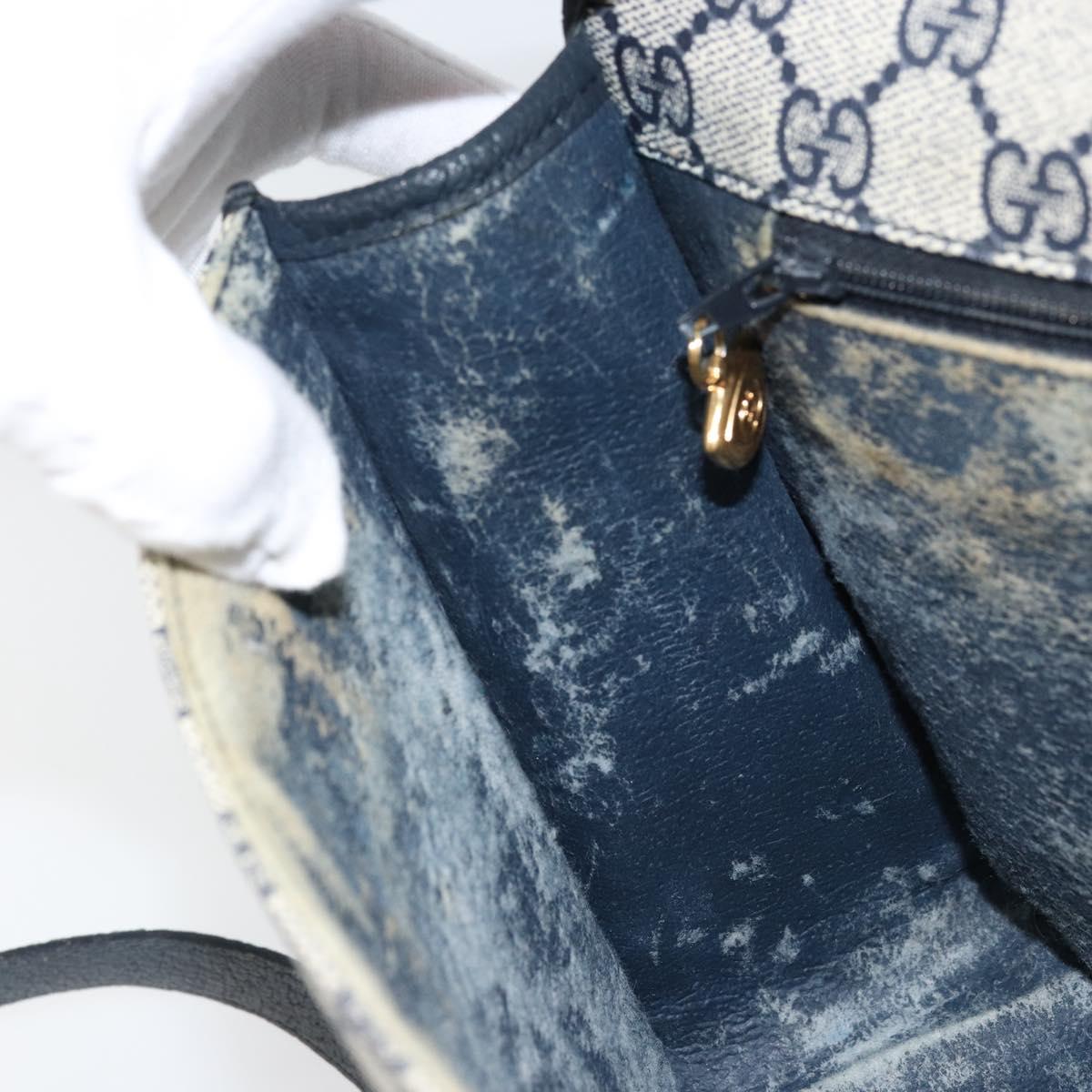GUCCI GG Supreme Shoulder Bag PVC Navy Gold 001 116 0847 Auth ARZ232