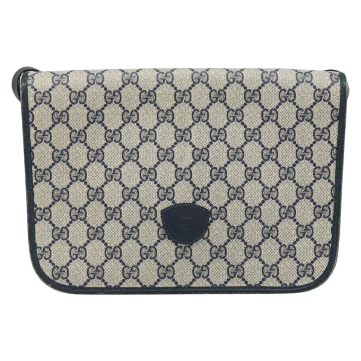 GUCCI GG Supreme Shoulder Bag PVC Navy Gold 001 116 0847 Auth ARZ232